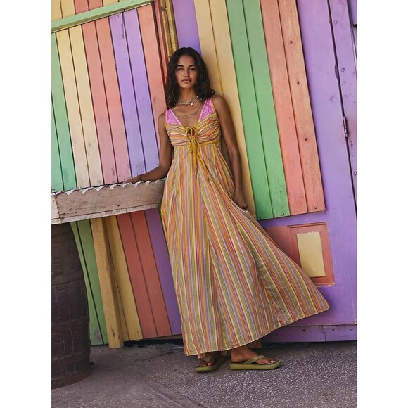 Free People Dresses & Skirts - Free People Citrus Combo Poplin Dream Weaver Boho Maxi Dress Size Extra Large